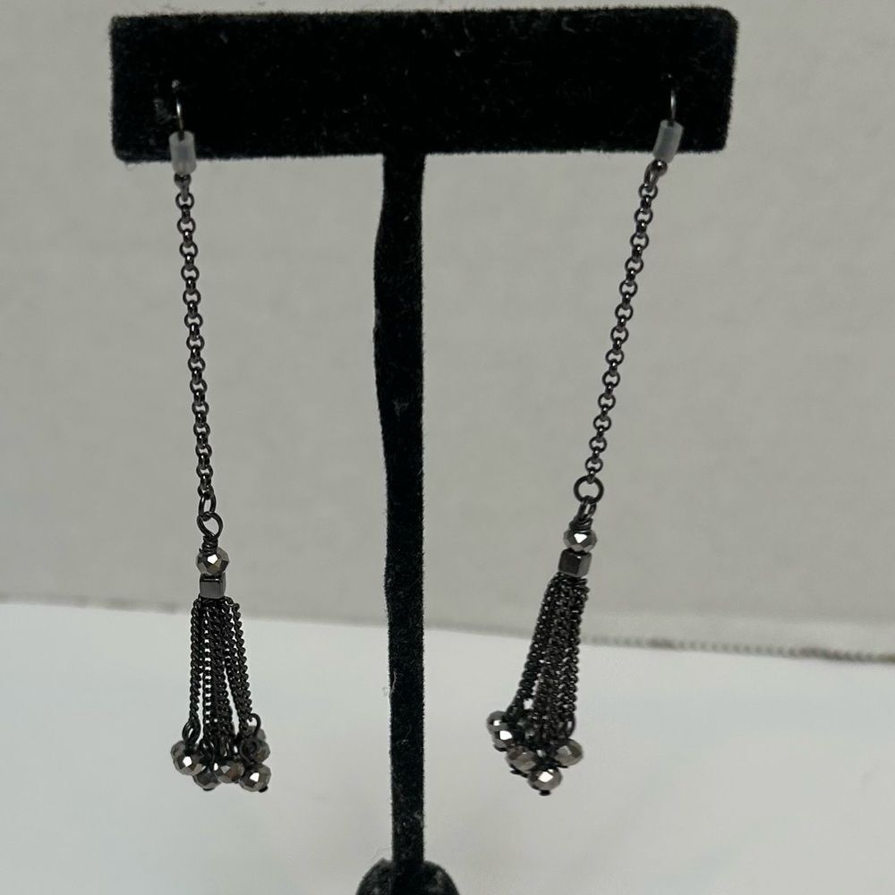 Long‎ Chain Beaded Chandelier Earrings Beads on End of Chains